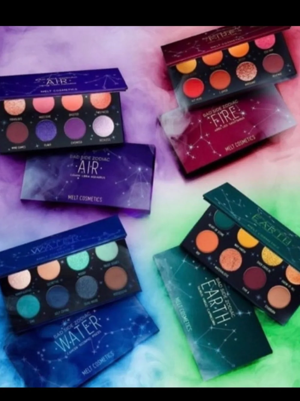 Melt Cosmetics Bad Side Zodiac Eyeshadow Palette Bundle Set Air Fire Water Earth